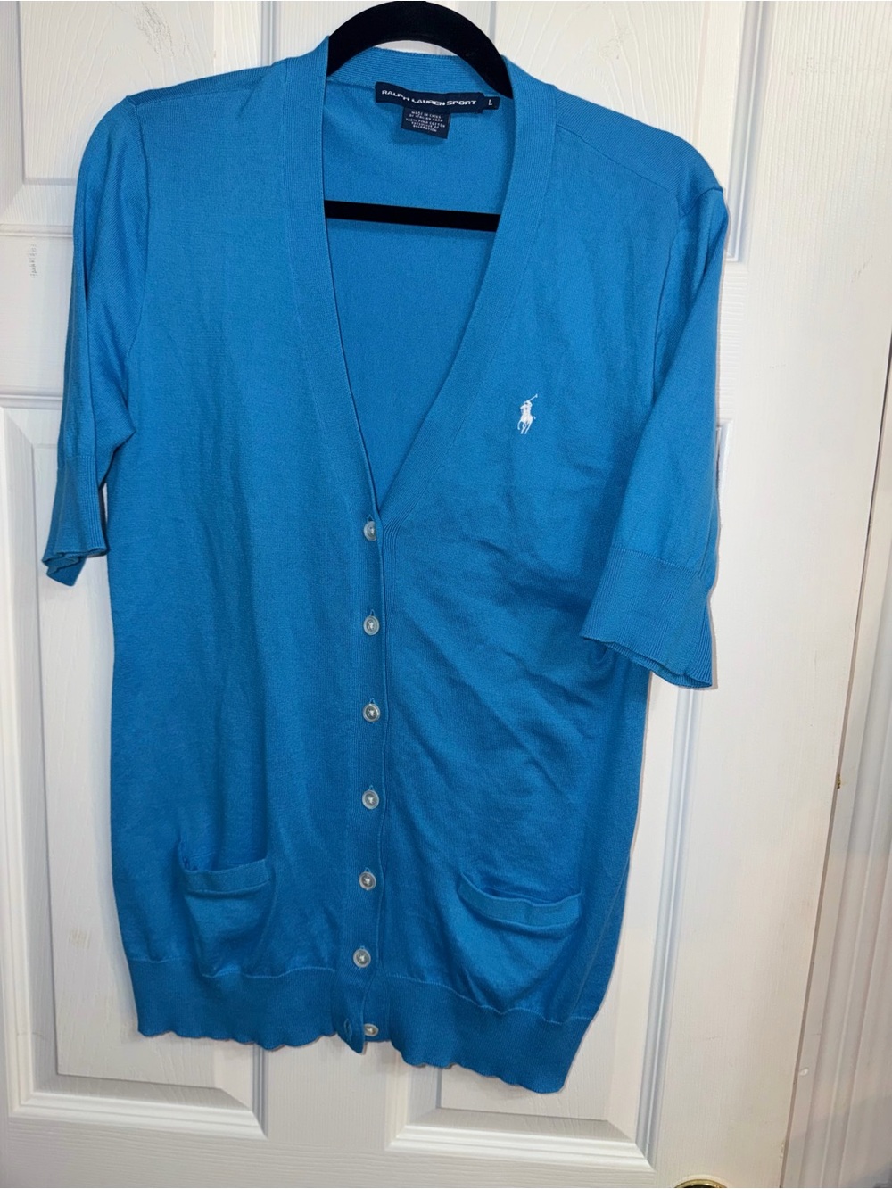 Polo by Ralph Lauren Bright Blue V‑Neck Button Cardigan